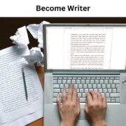 A man write a copywriter in laplop