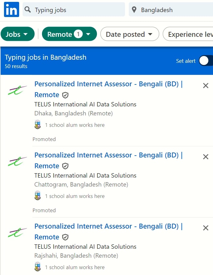 Typing jobs in Bangladesh