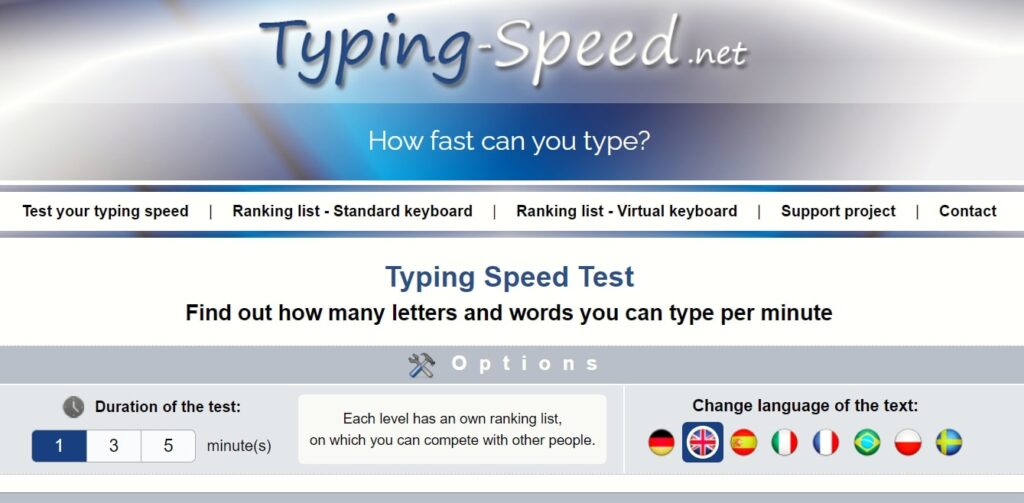 Typing Speed Website 